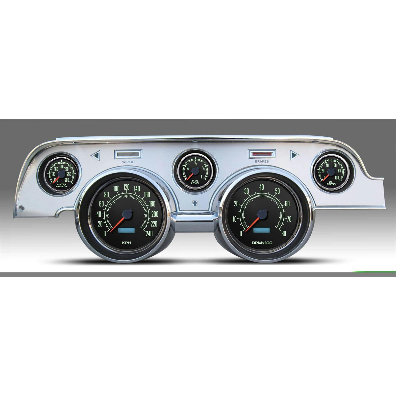 New Vintage USA 69727-01M 5 Gauge 69 Series KM/H 67-68 Mustang