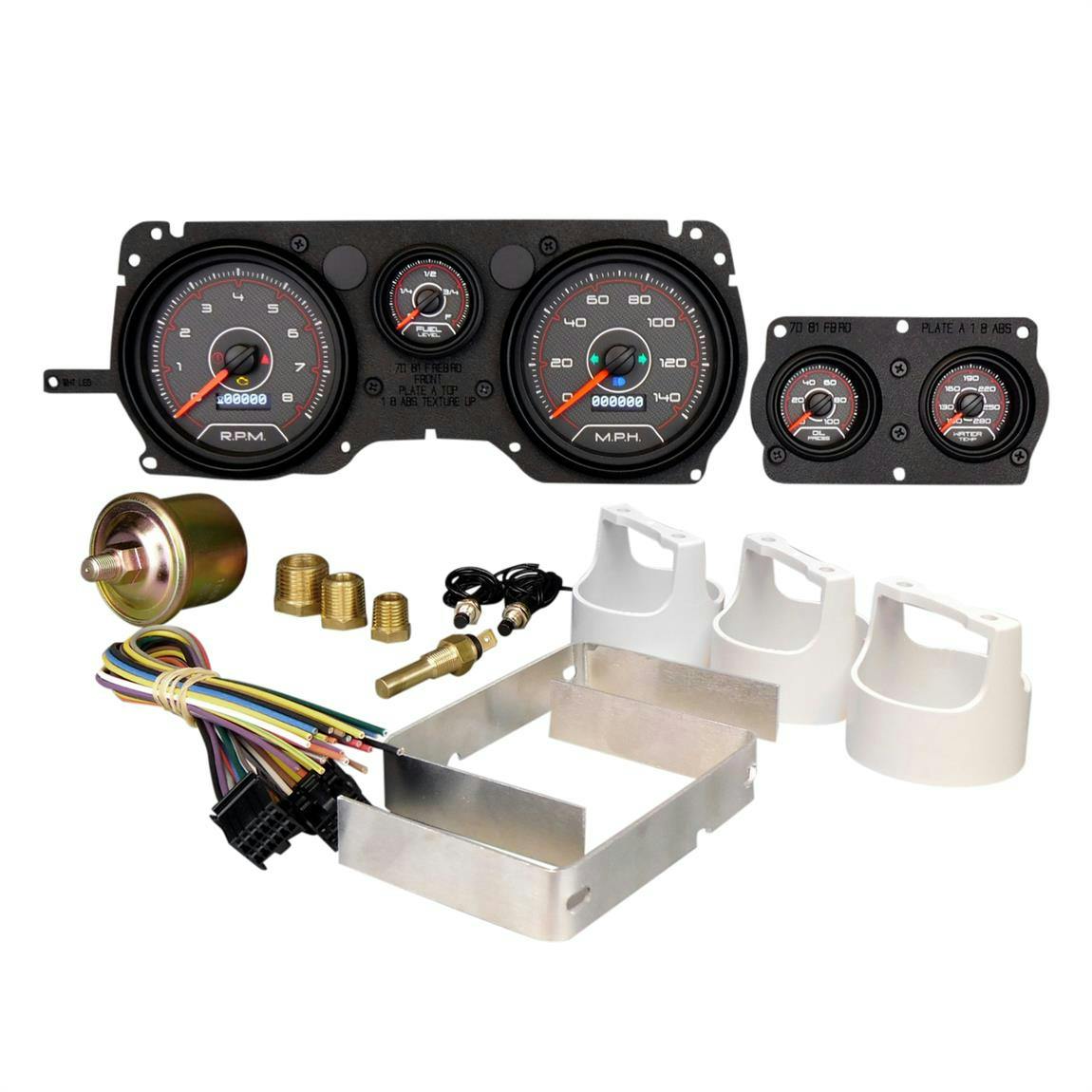 New Vintage USA 71126-01 CFR Series Gauges, 1970-81 Firebird, Red