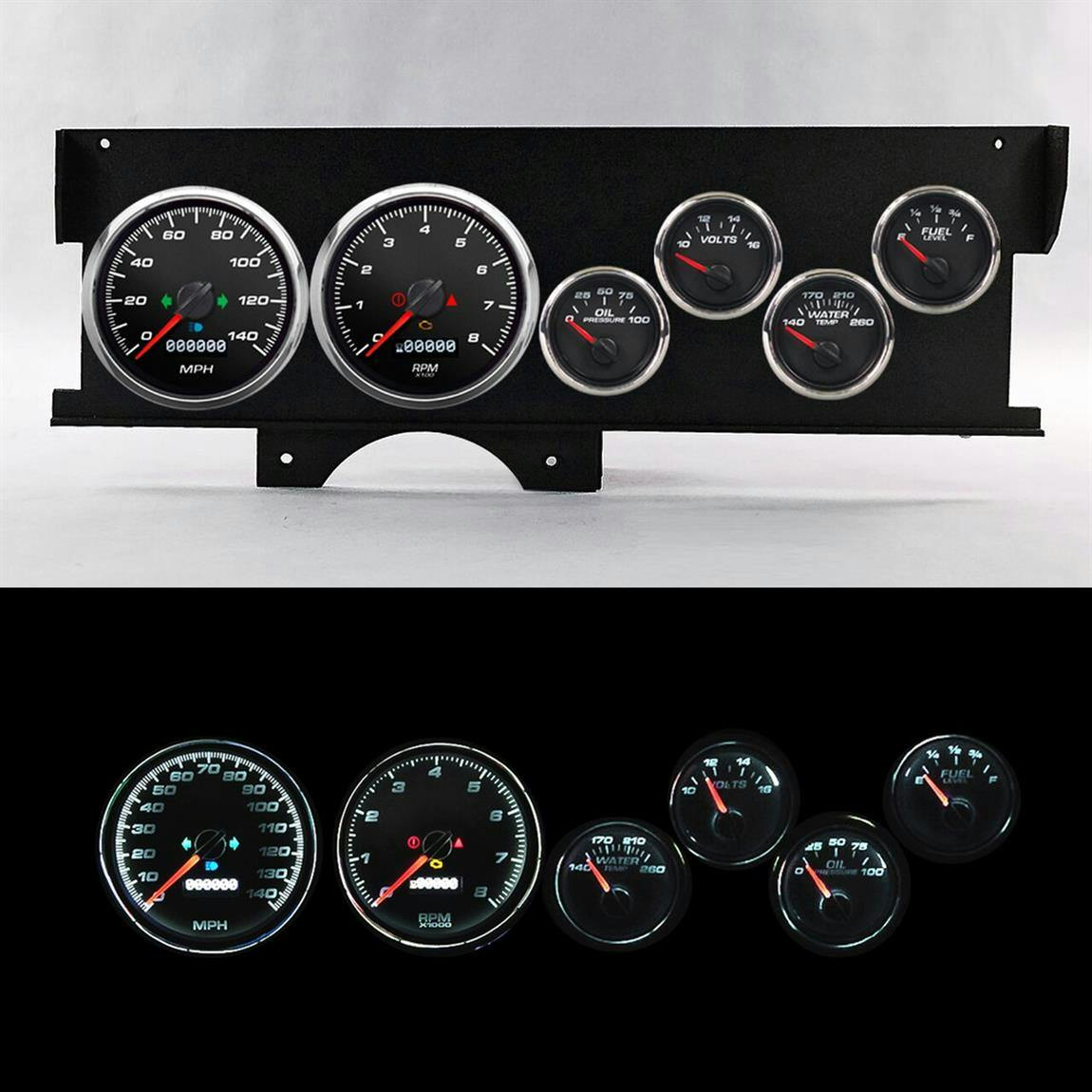 New Vintage USA 72010-01 70-72 Malibu Sweep Dash Perf. Gauges Blk
