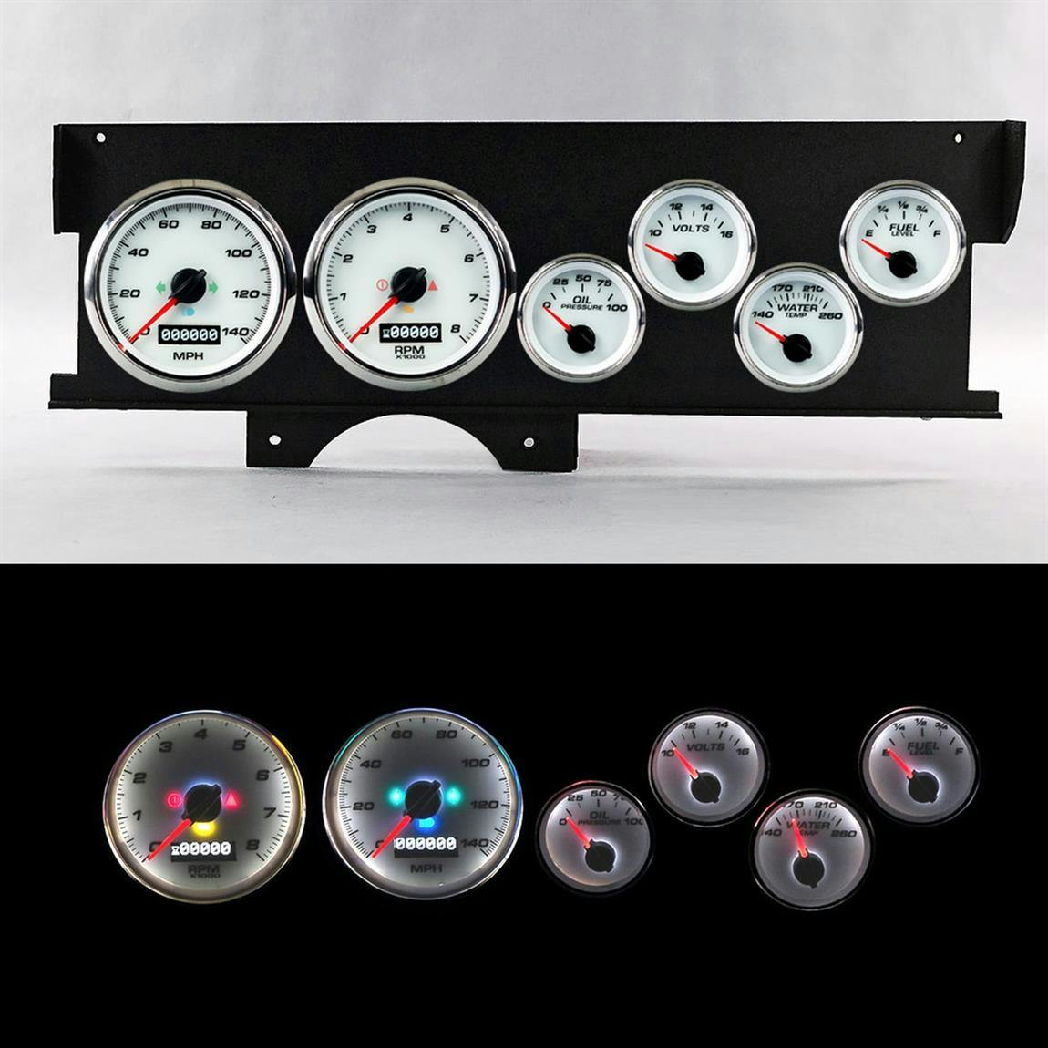 New Vintage USA 72010-03 70-72 Malibu Sweep Dash Perf. Gauges Wht