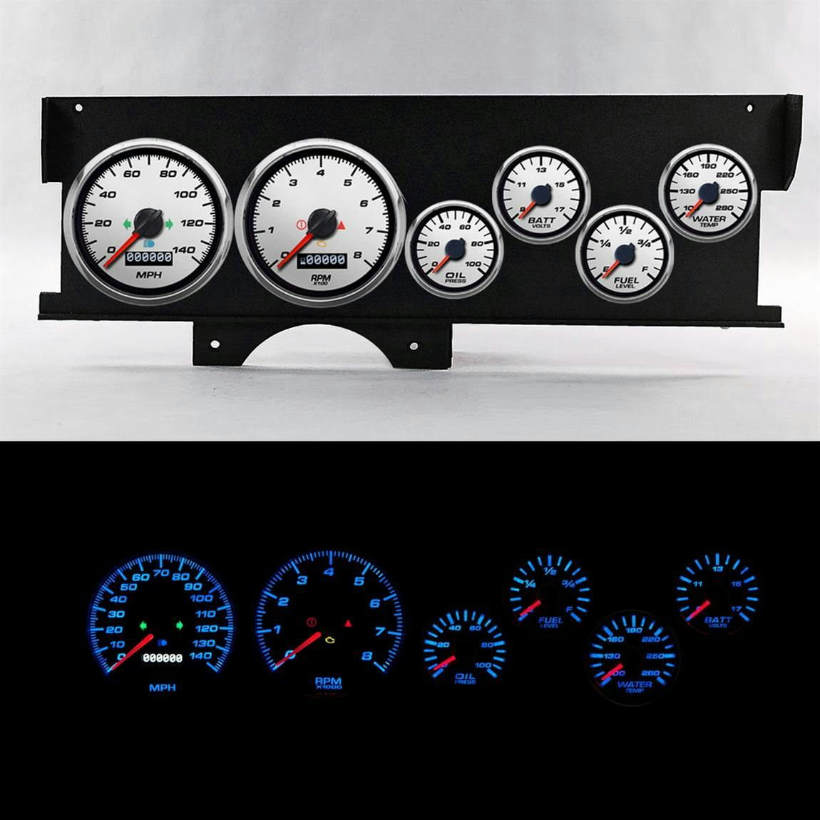 New Vintage USA 72020-03 70-72 Malibu Dash Perf. II Gauges, White