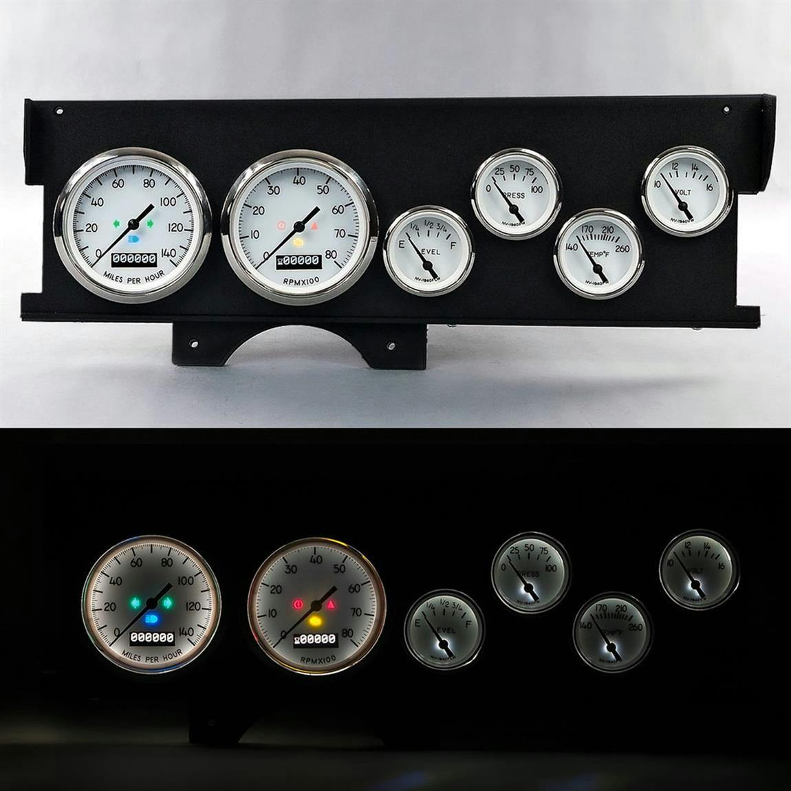 New Vintage USA 72040-03 70-72 Malibu Dash 1940 Series Gauges Wht