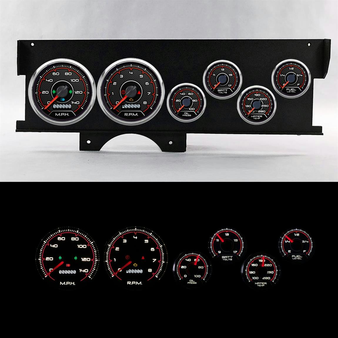 New Vintage USA 72200-01 70-72 Malibu Dash CFR Gauge Set, Red