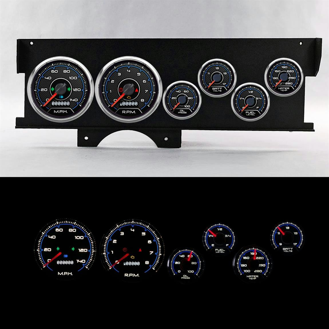 New Vintage USA 72200-05 70-72 Malibu Dash CFR Gauge Set, Blue