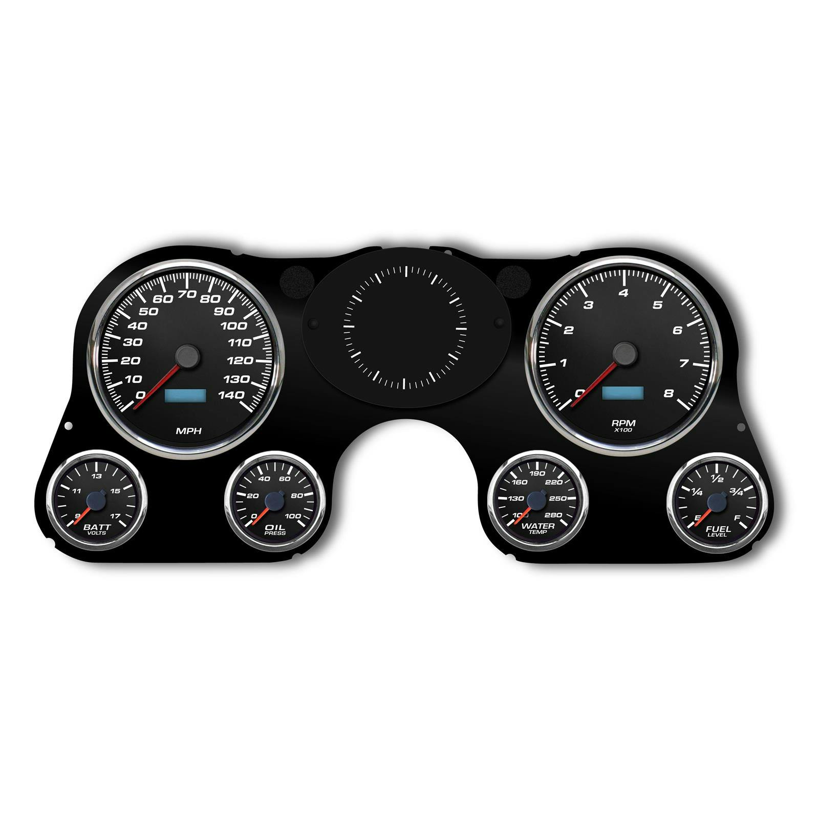 New Vintage USA 73021-01 6 Gauge Performance ll Black 67-72 Chev.