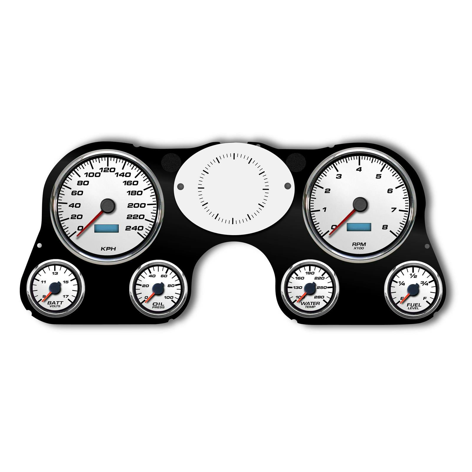 New Vintage USA 73021-03M 6 Gauge Performance ll KM/H 67-72 Chev.
