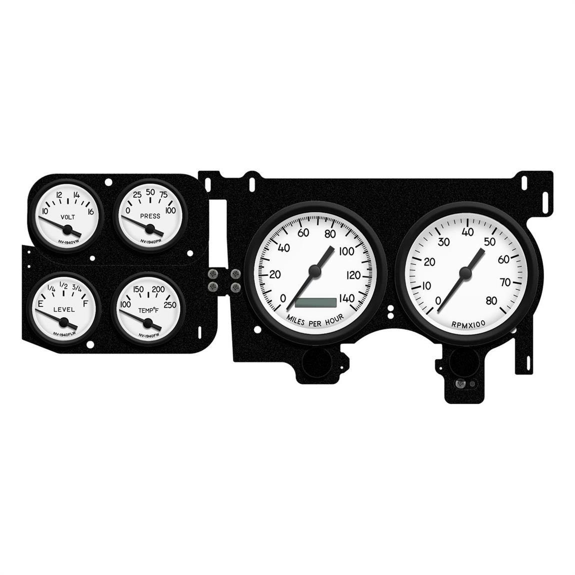 New Vintage USA 73406-03 6 Gauge Performance l, White 73-87 Chev