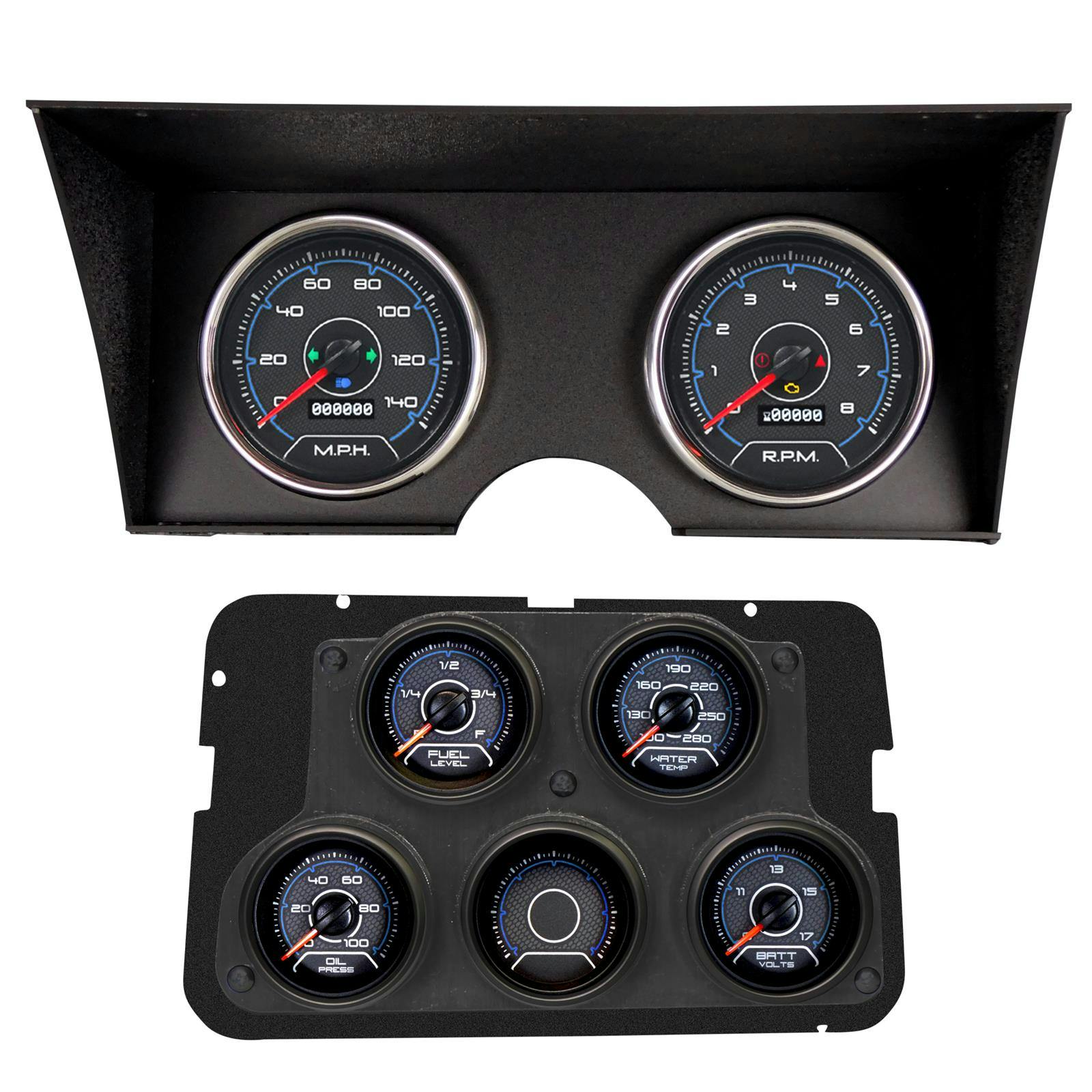 New Vintage USA 77211-05 CFR Gauges, 78-82 C3 Corvette, Blue