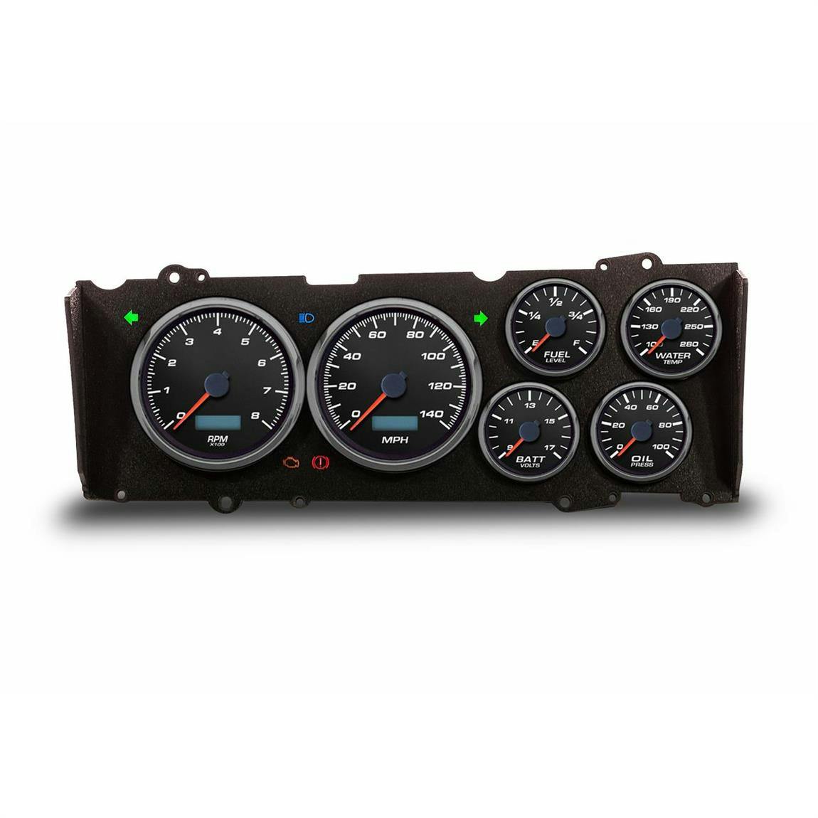 New Vintage USA 81211-01 6 Gauge Performance ll Blk 78-88 Cutlass