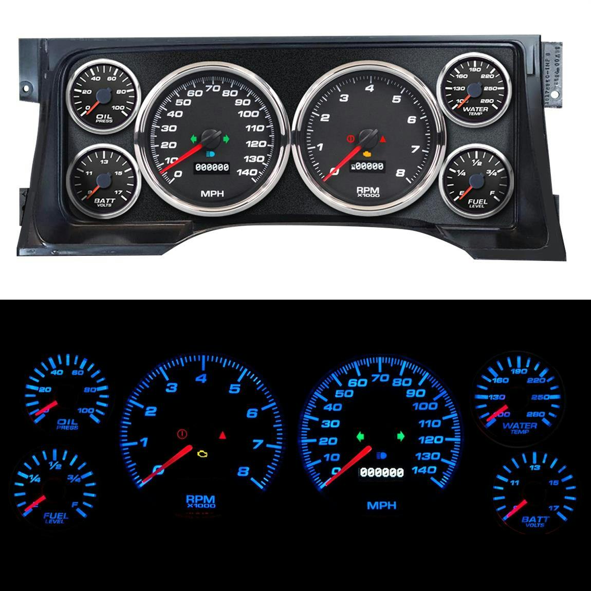 New Vintage 95102-01 Performance II Gauges 95-98 GM Truck, Black