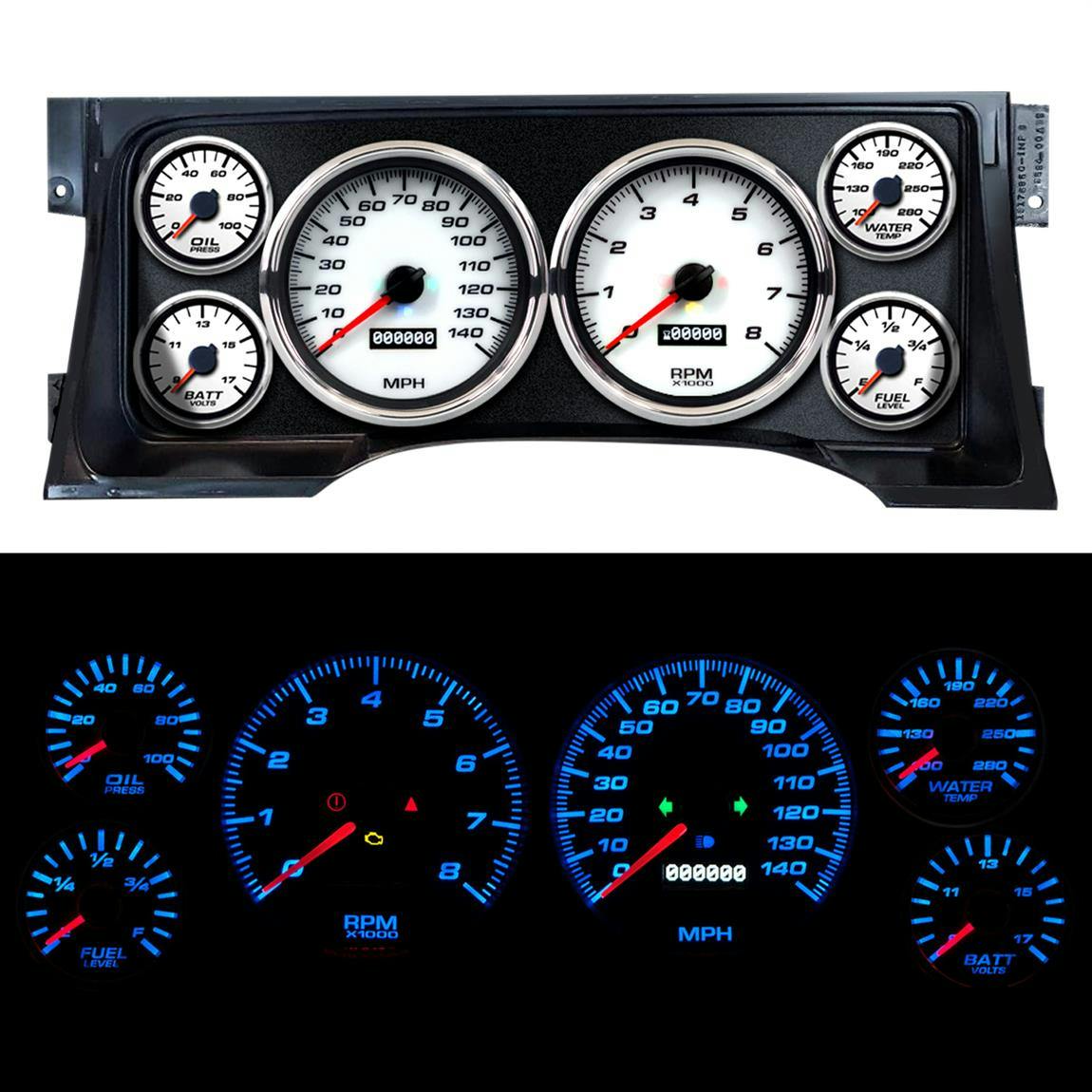 New Vintage 95102-03 Performance II Gauges 95-98 GM Truck, White