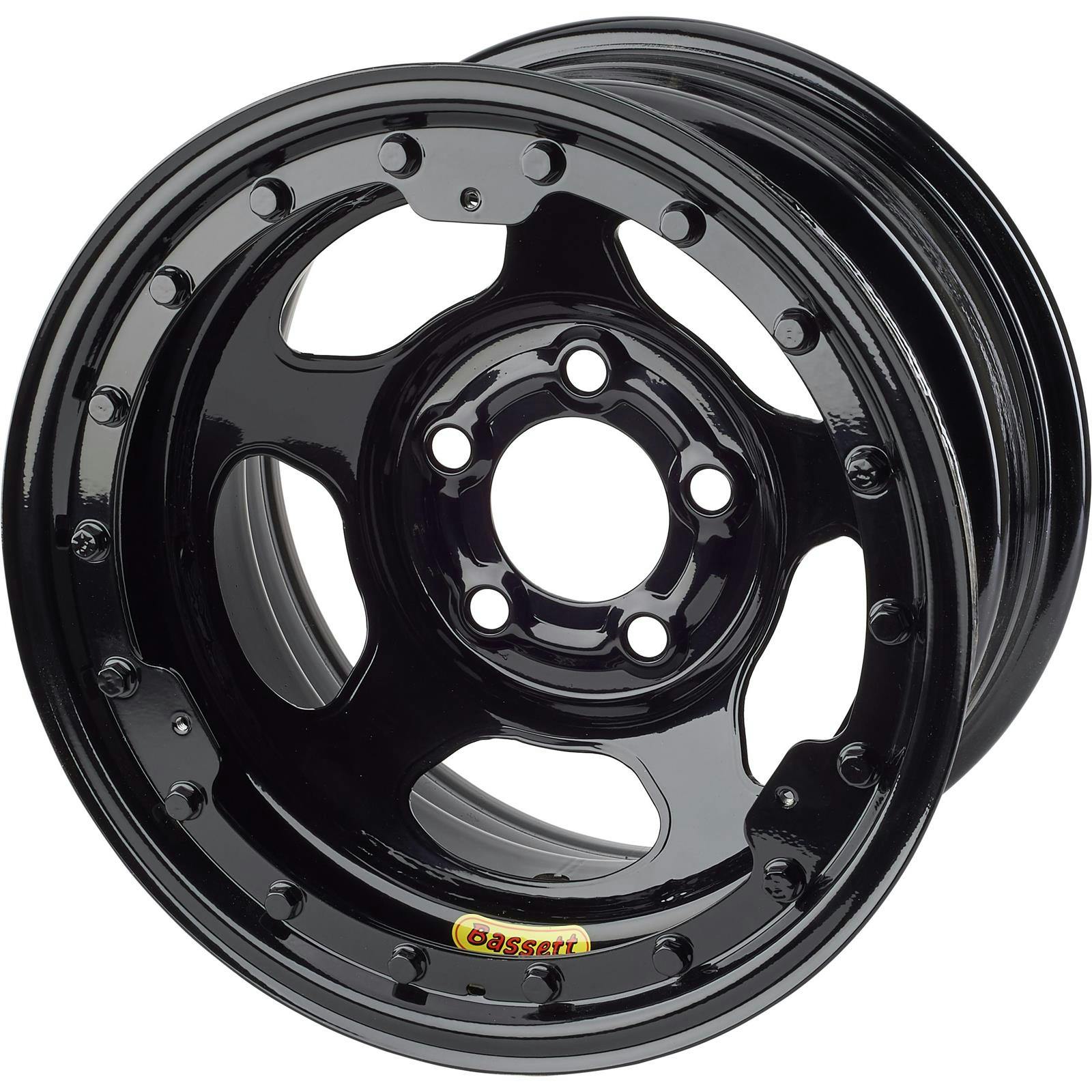 Bassett 15 x 9 Inertia Black Beadlock Wheel, 5 on 5, Black