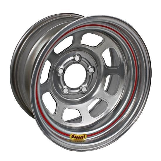 Bassett 57RN3S 15X7 DOT D-Hole 5x100 mm 3 In Bckspc Silver Wheel
