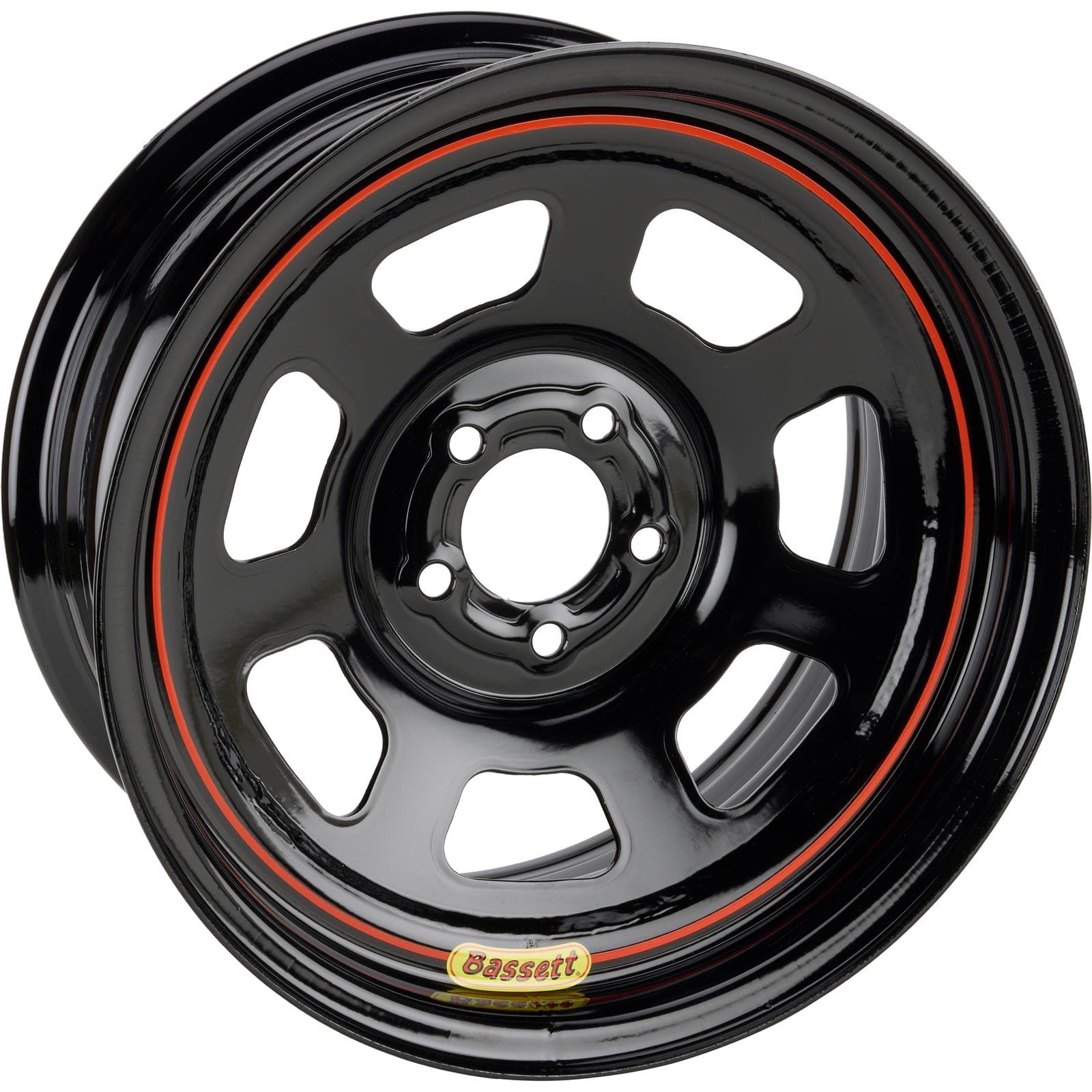 Bassett 57RN4 15X7 DOT D-Hole 5x100 mm 4 In. Bckspc Black Wheel