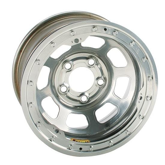 Bassett 58DC1WSL 15X8 DHole 5on4.75 1 BS Wissota Silver Beadlock Wheel