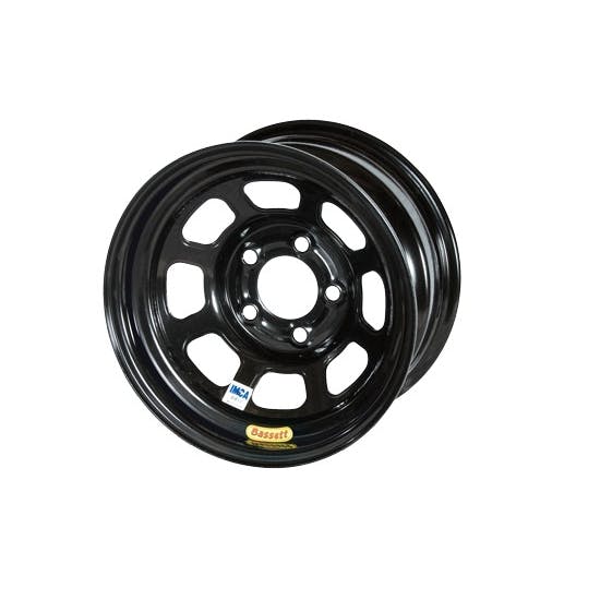 Bassett 58DF1I 15X8 D-Hole 5x4.5 1 In. Bckspc IMCA Black Wheel
