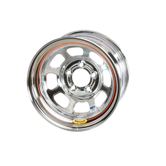 Bassett 58DF3IC 15X8 D-Hole 5x4.5 3 In Bckspc IMCA Chrome Wheel