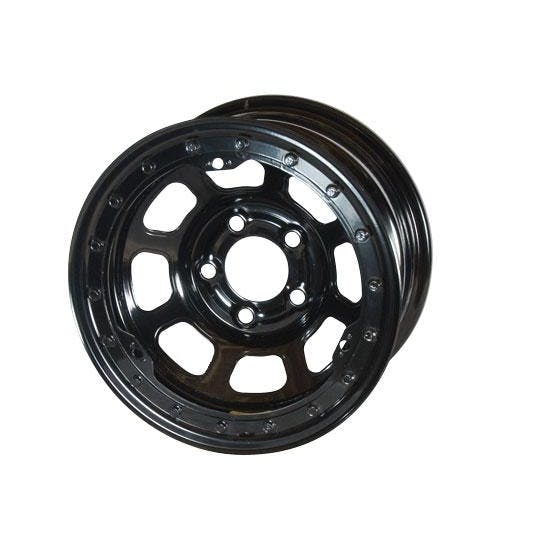Bassett 58DJ4L 15X8 D-Hole 5 on 5.5 4 Inch BS Black Beadlock Wheel