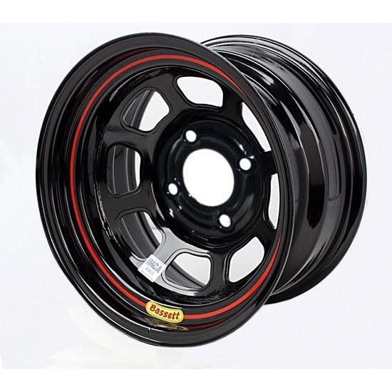 Bassett 58DT3 15X8 D-Hole 4x4.5 3 Inch Backspace Black Wheel