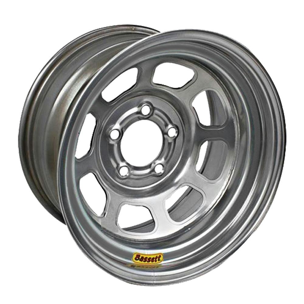 Bassett 958C2 15X8 Excel D-Hole 5 on 4.75 2 In Backspace Silver Wheel