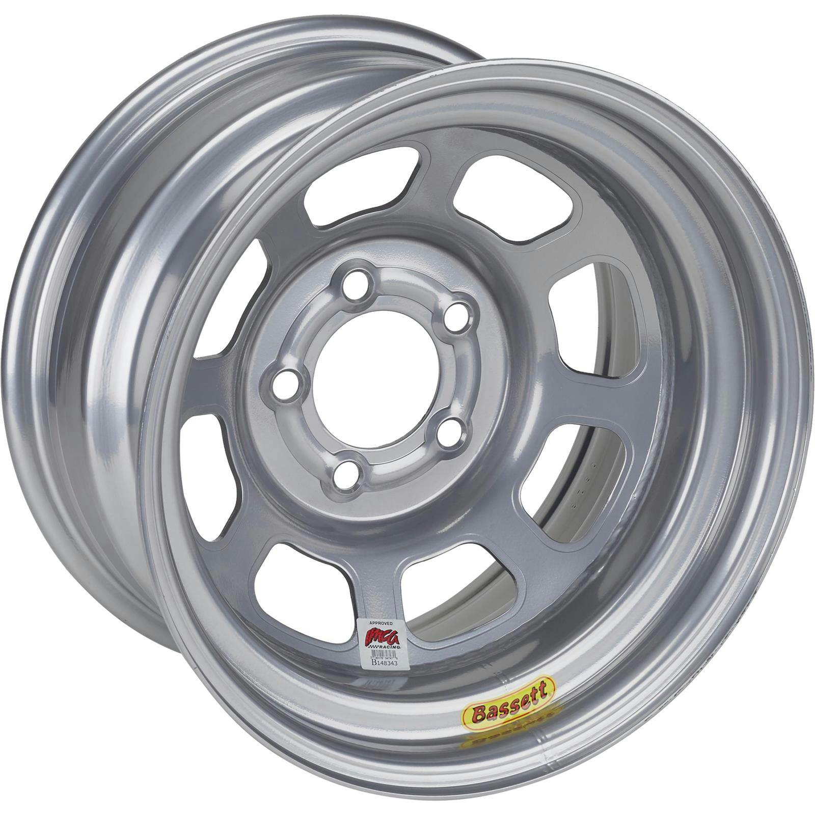 Bassett 958I51 15X8 Excel D-Hole 5x5 1 In BS IMCA Silver Wheel