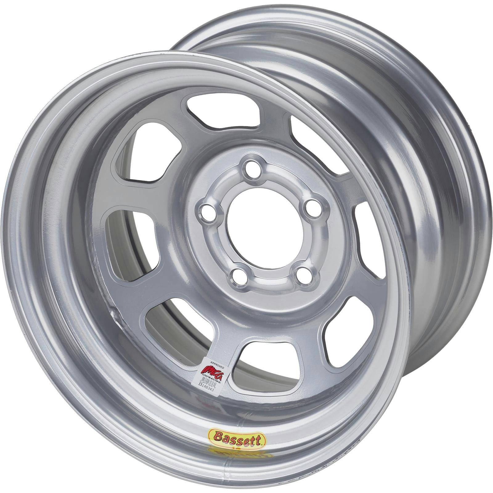 Bassett 958IC1 15X8 Excel D-Hole 5on4.75 1 Backspace IMCA Silver Wheel
