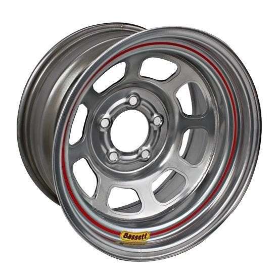 Bassett D58DC4S 15X8 DOT D-Hole 5x4.75 4 In Bckspc Silver Wheel