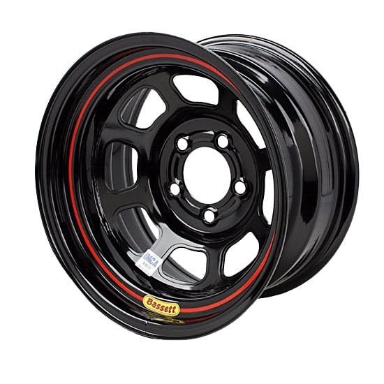 Bassett D58DJ1 15X8 DOT D-Hole 5x5.5 1 Inch Bckspc Black Wheel
