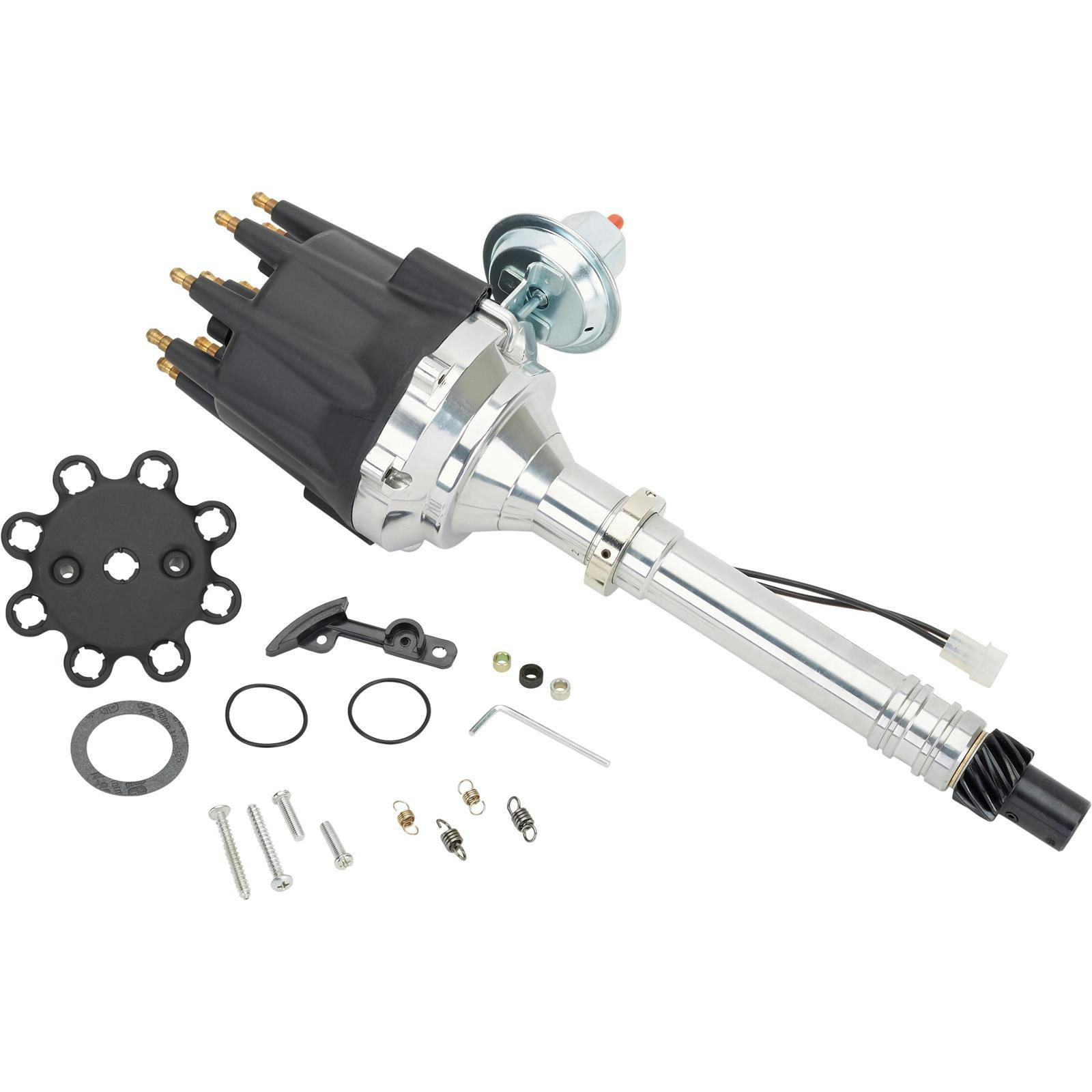 Pro Series Billet Distributor with Vacuum Advance, SBC/BBC, Black