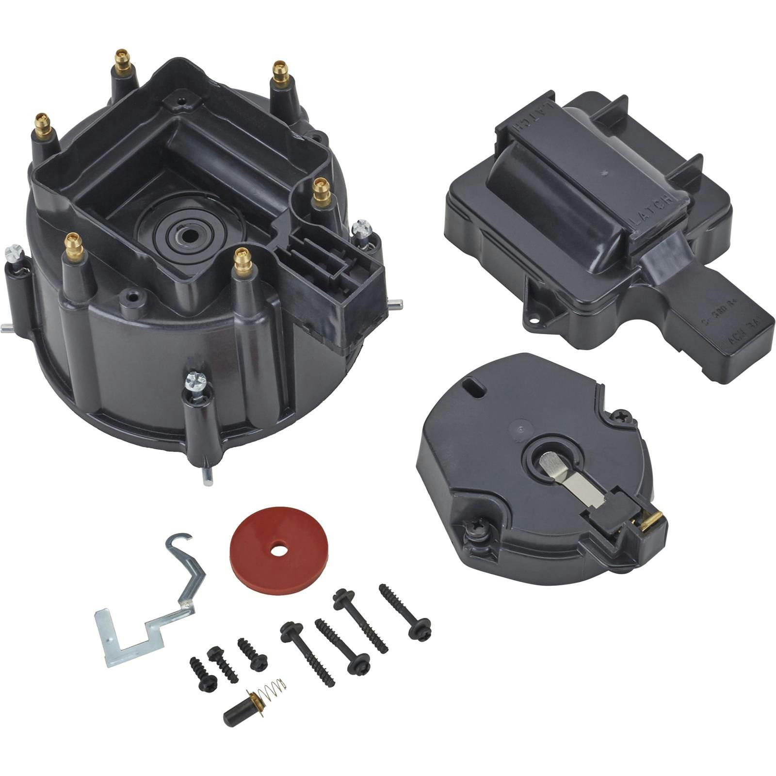 Chevy 6-Cylinder HEI Distributor Replacement Cap and Rotor, Black