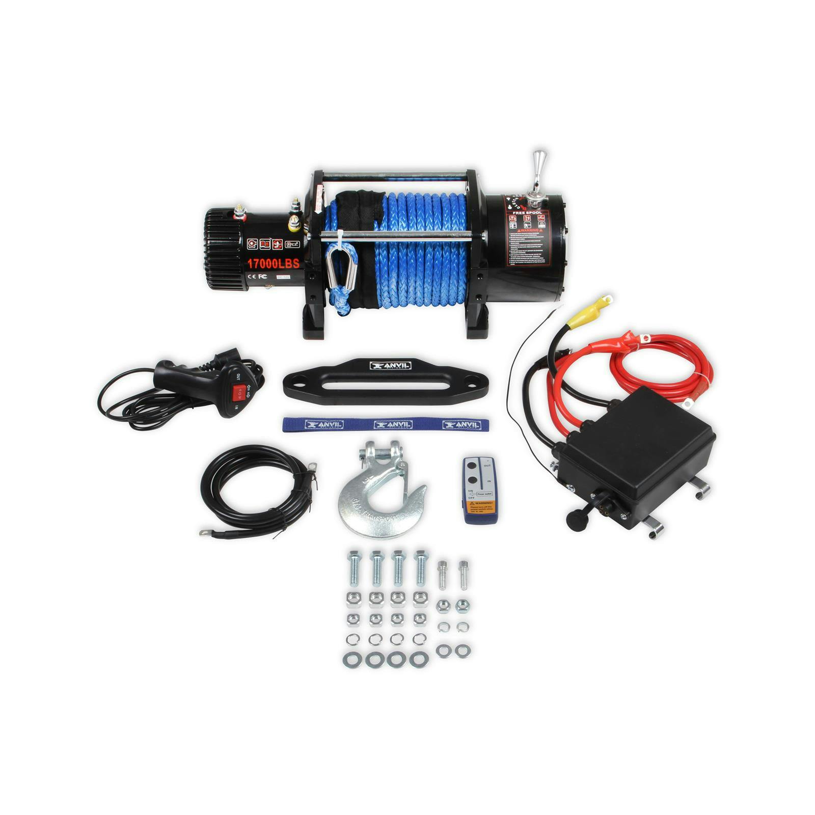 Anvil 17011AOR 17,000 lbs Winch w/Synthetic Rope, Alum Fairlead