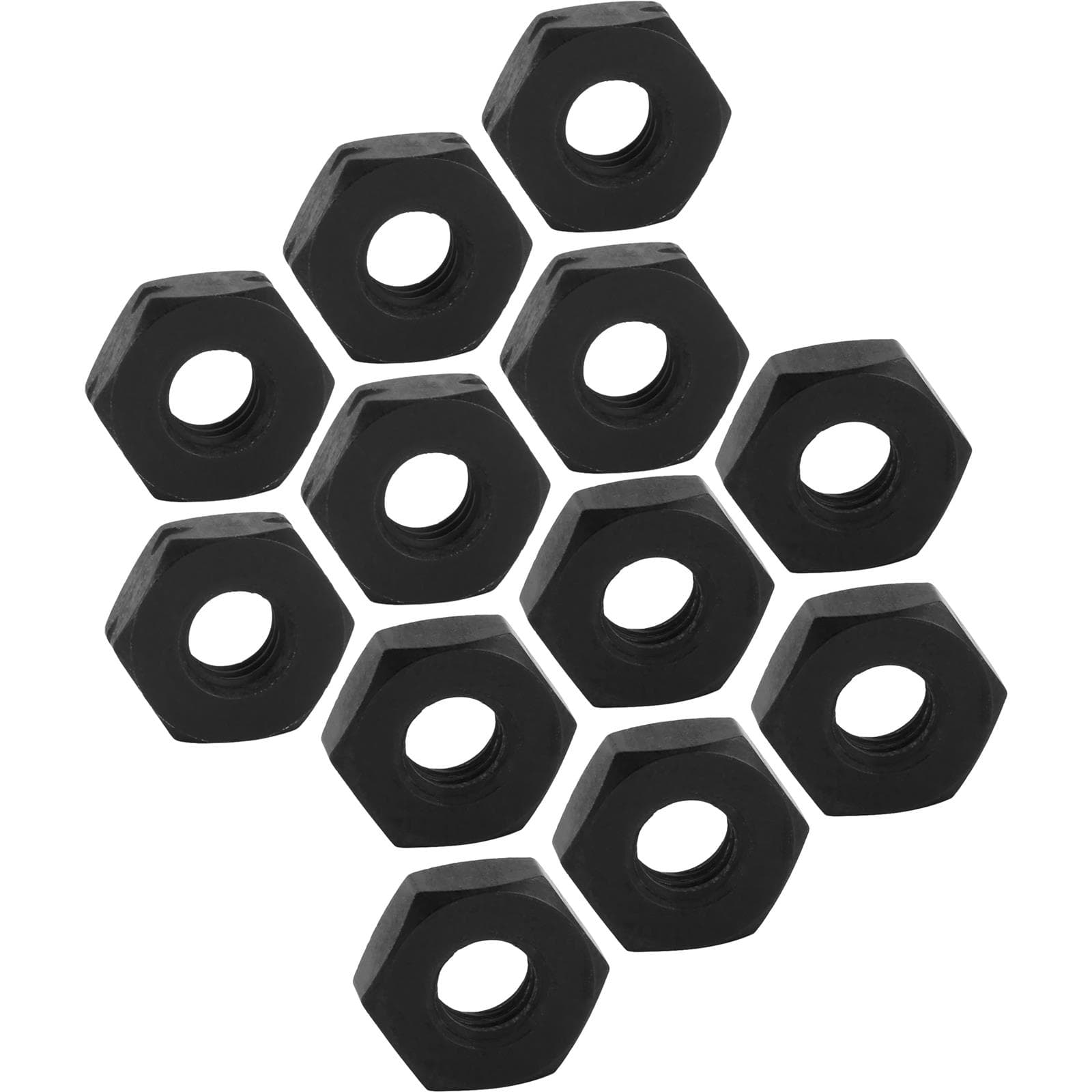 Black Aluminum Jam Nuts, 10-32 Thread, 12 Pack