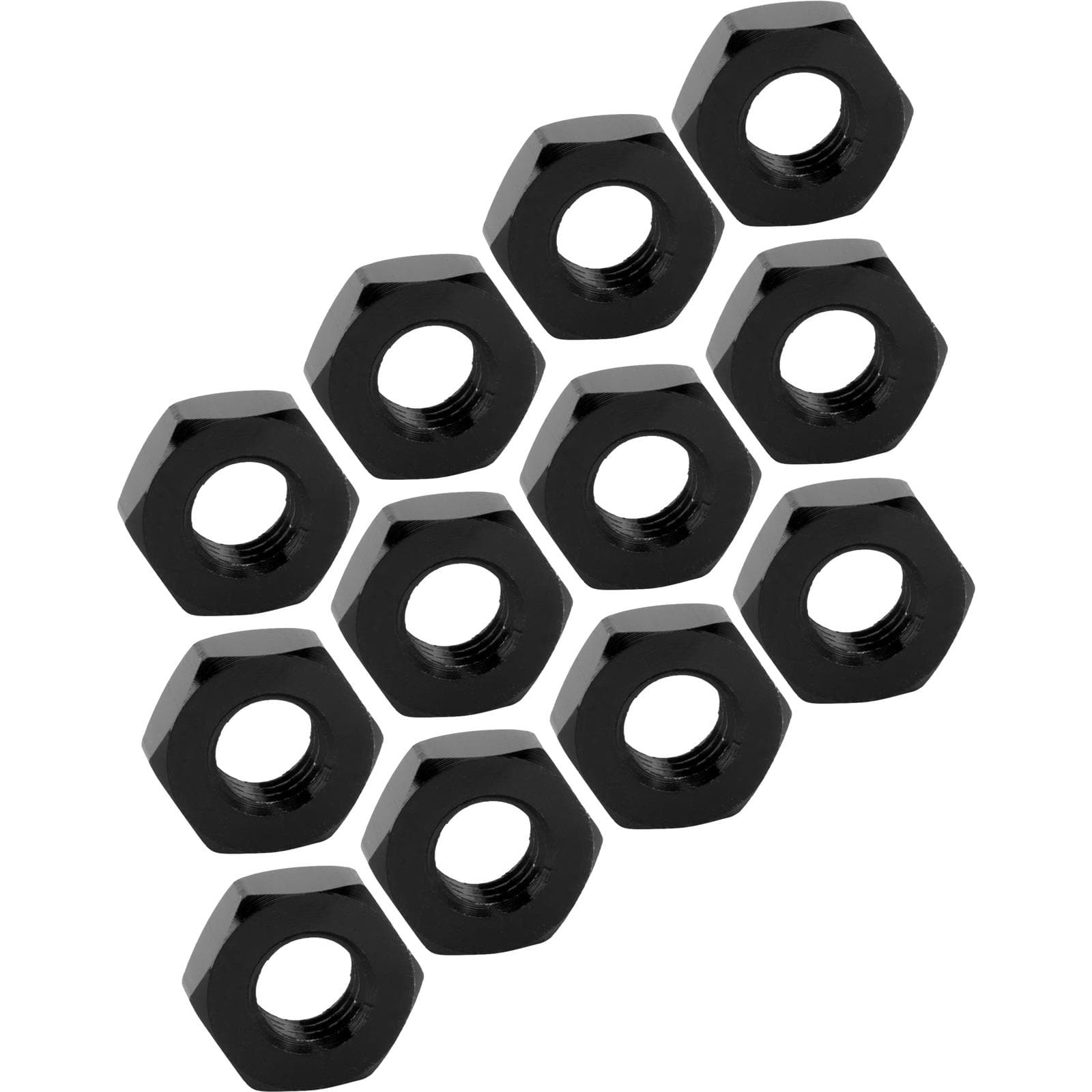 Black Aluminum Jam Nuts, 1/4-28 Thread, 12 Pack
