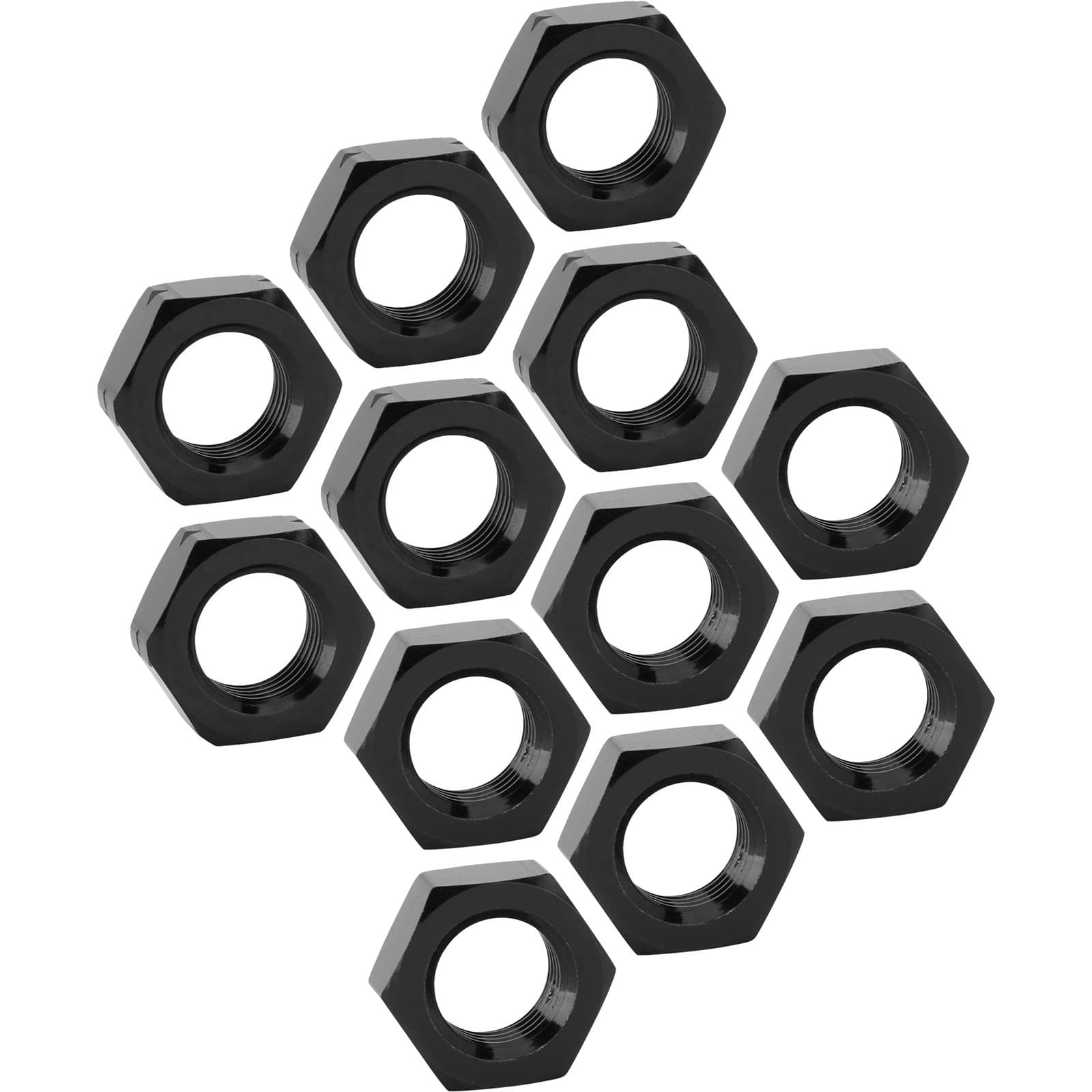Black Aluminum Jam Nuts, 1/2-20 Thread, 12 Pack