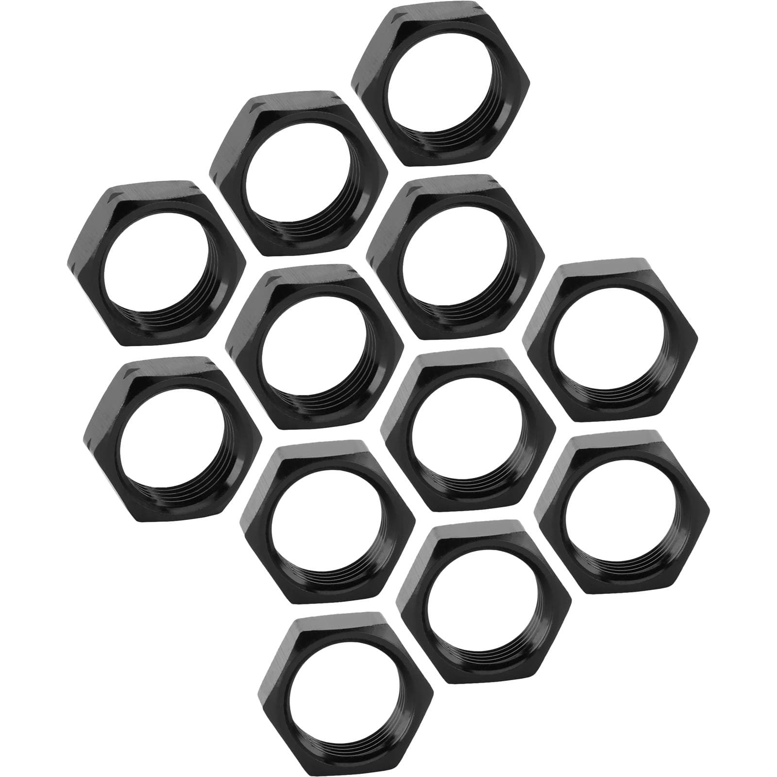 Black Aluminum Jam Nuts, 5/8-18 Thread, 12 Pack
