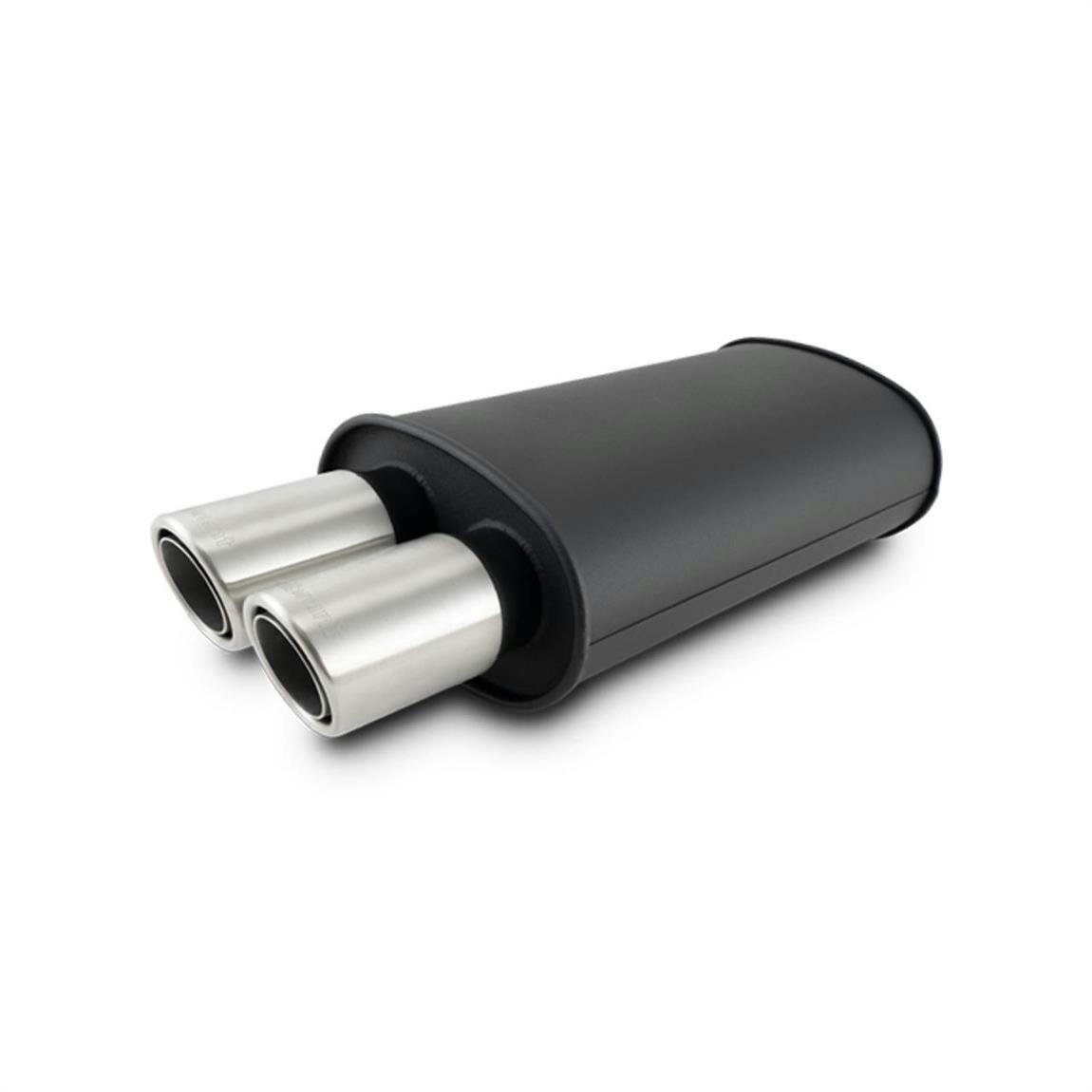 Vibrant 12311 Black Dual Muffler with Angled Stainless Steel Tips