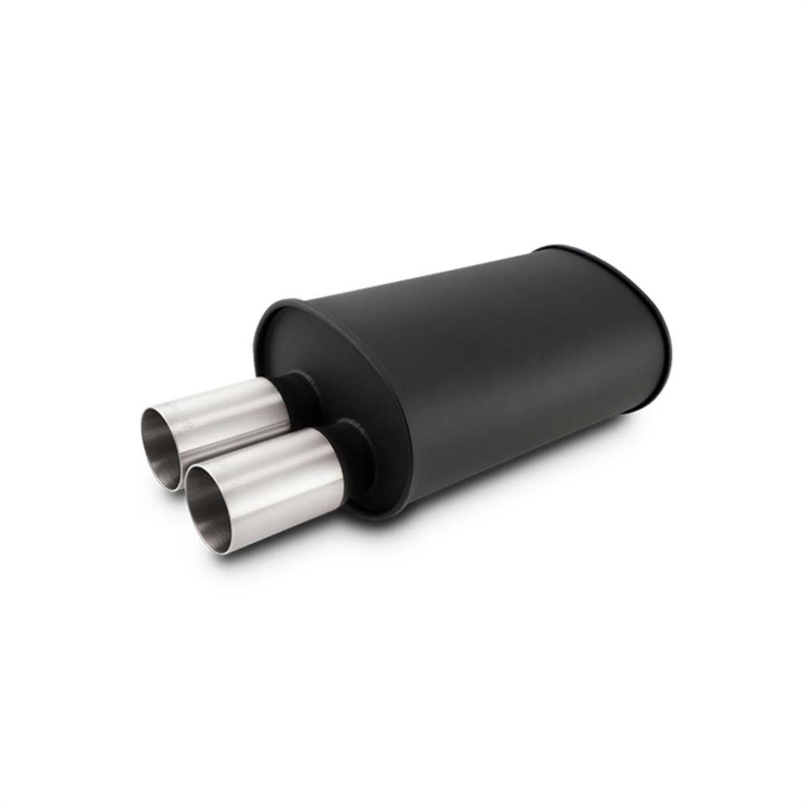 Vibrant 12326 Black Dual Muffler, Straight Stainless Steel Tips