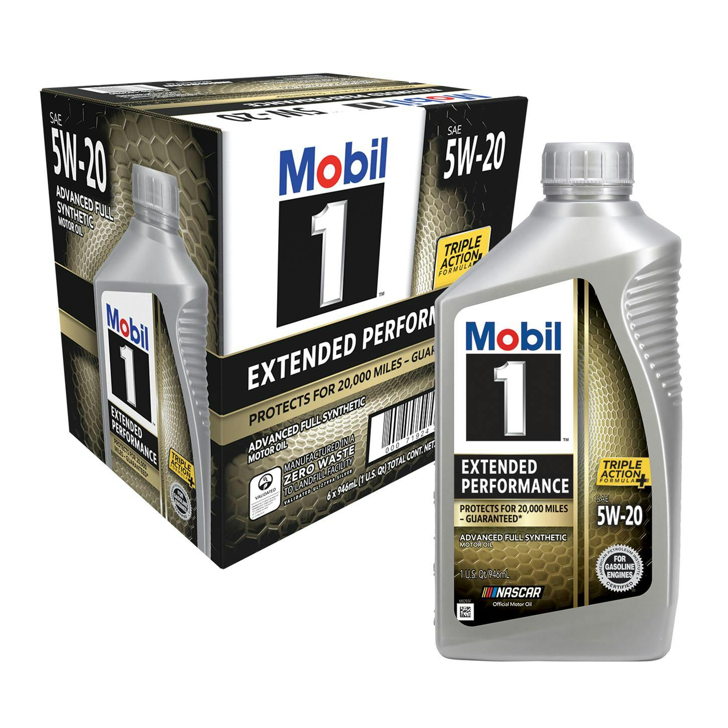 Mobil 1 Extended Performance Full Syn Oil 5W-20, 1 Qt, Case of 6