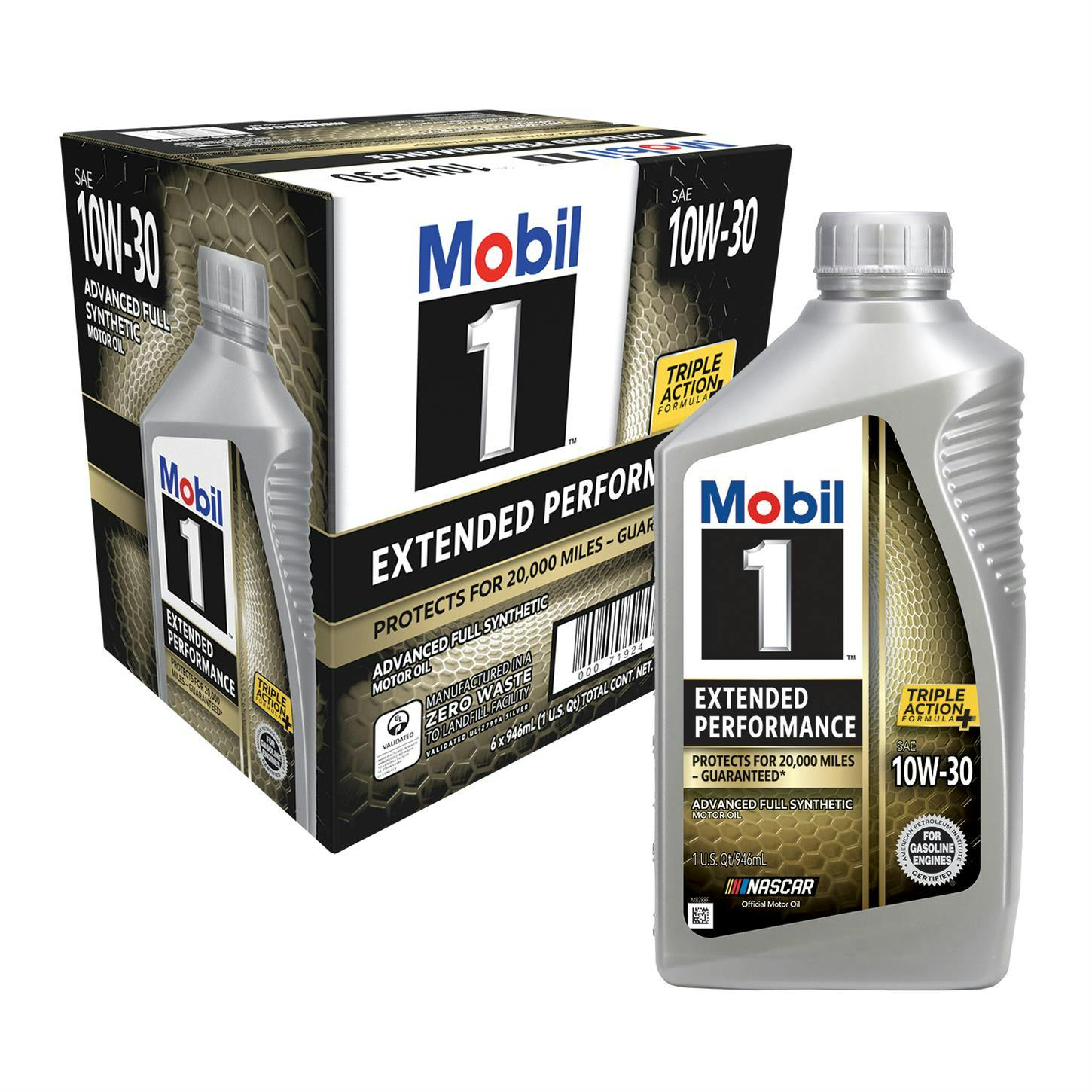 Mobil 1 Extended Performance Full Syn Oil 10W-30, 1 Qt, Case of 6