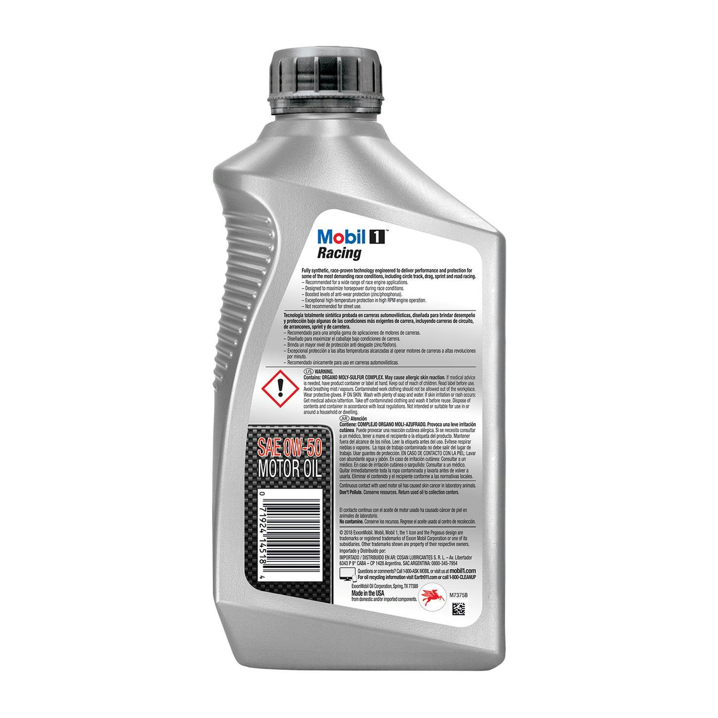 Mobil 1 Racing Full Synthetic Motor Oil 0W-50, 1 Quart