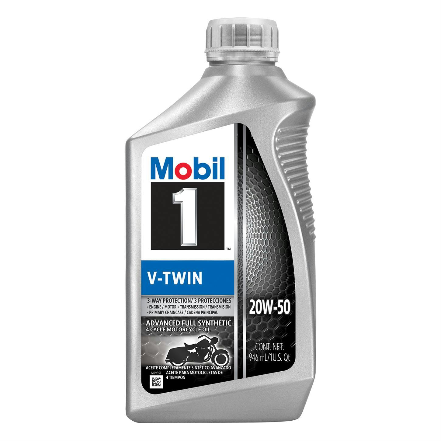 Mobil 1 V-Twin Full Synthetic Motorcycle Oil 20W-50, 1 Quart