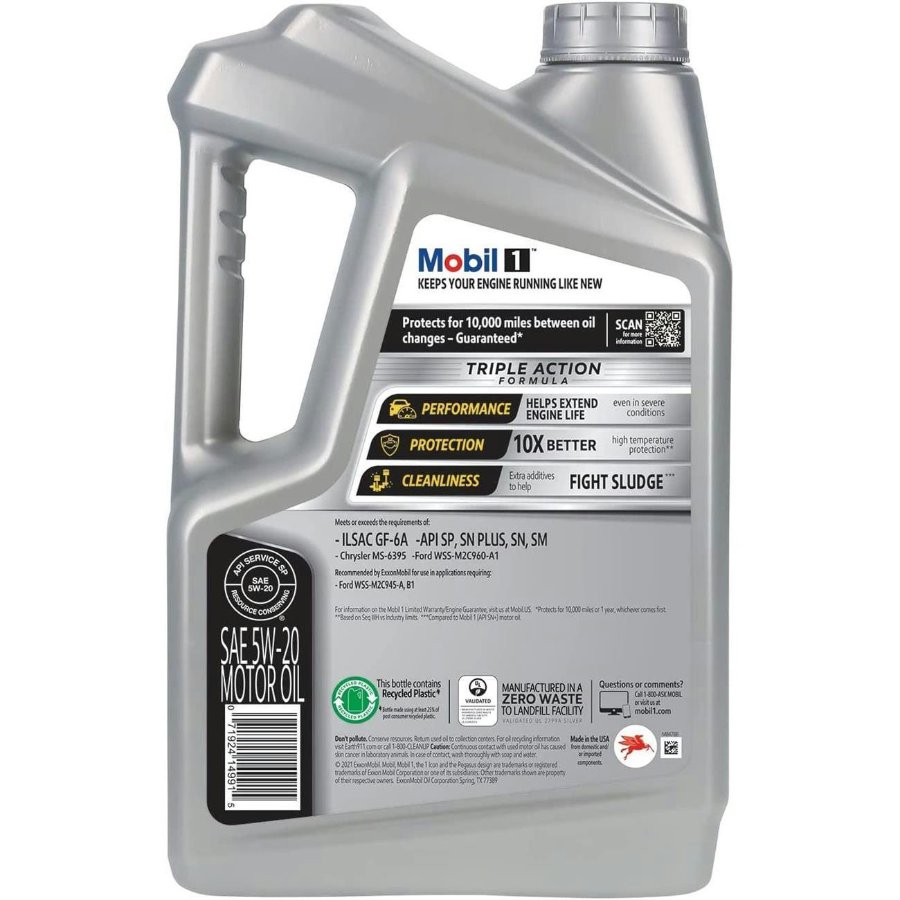 Mobil 1 120763 Advanced Full Synthetic 5W-20, 5 Quarts