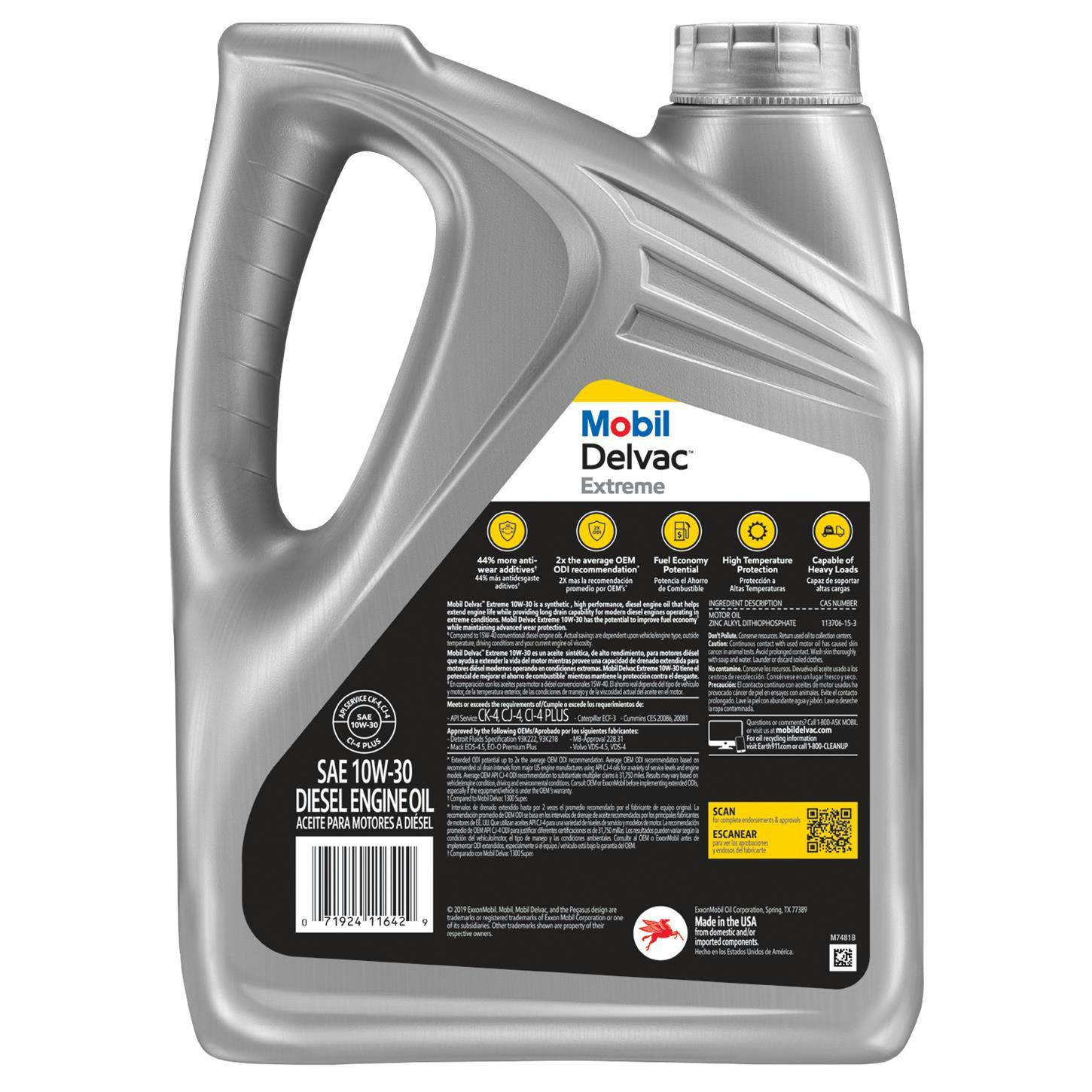 Mobil 1 1224541 Delvac Extreme Diesel Engine Oil, 10W-30, 1 Gal