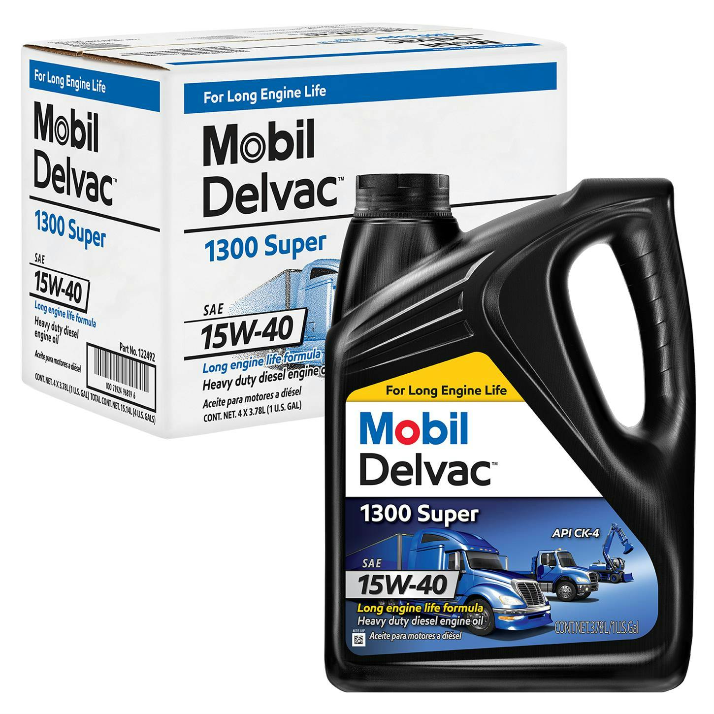 Mobil Delvac 1300 Super HD Syn Blend Diesel Oil 15W-40 4 Gal Case