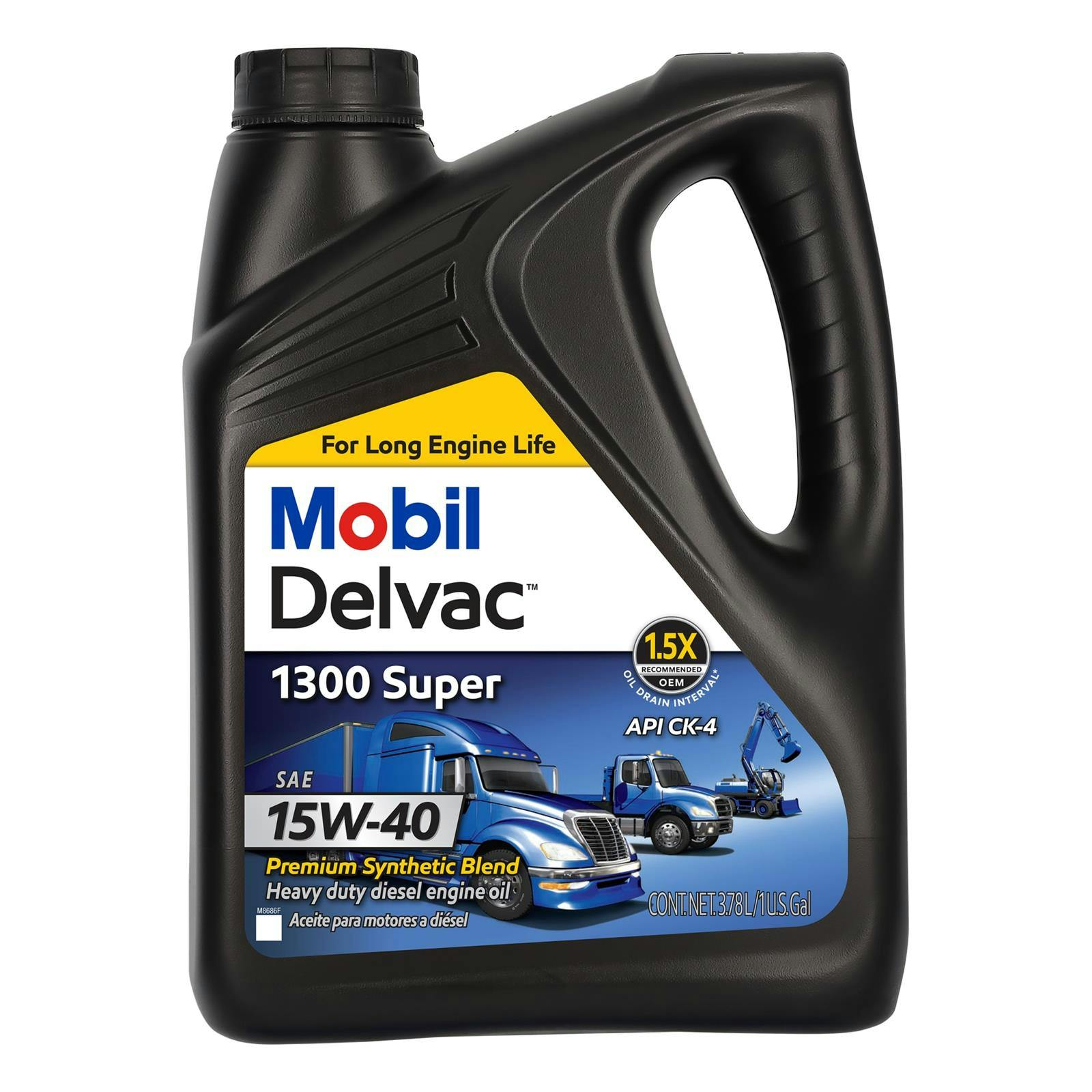 Mobil Delvac 1300 Super HD Syn Blend Diesel Oil 15W-40 4 Gal Case