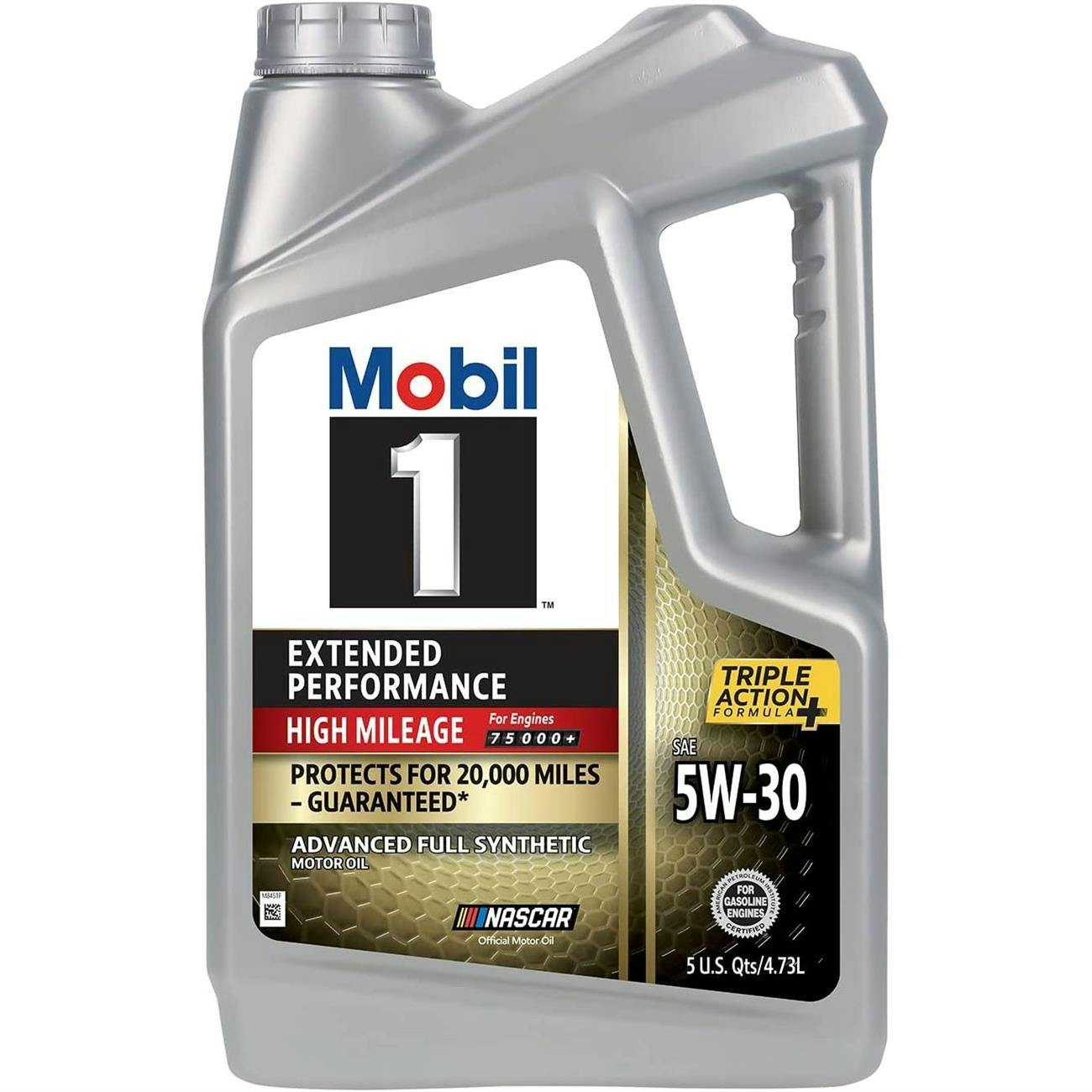 Mobil 1 123843 High Mileage Full Synthetic, 5W-30, 5 Quarts