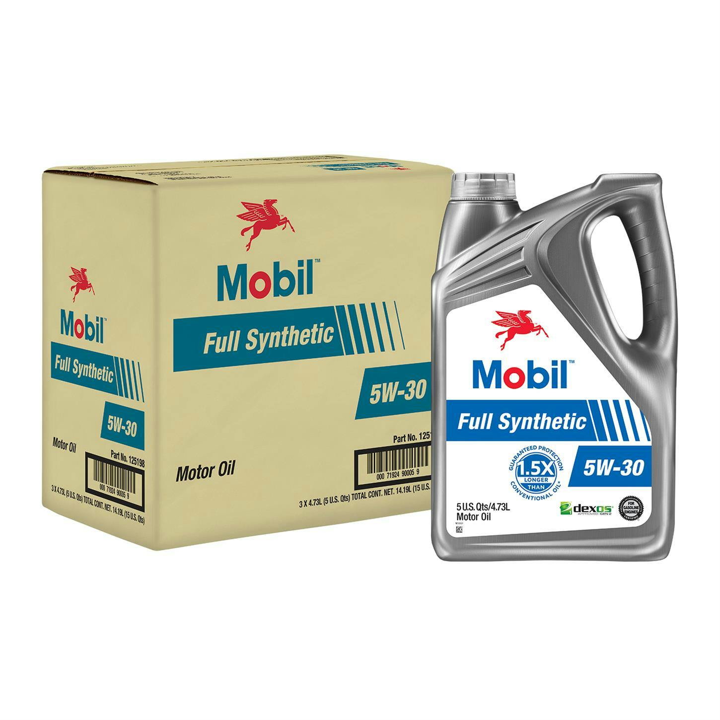 Mobil 125198 Full Synthetic 5W-30 5 Quart, Case of 3