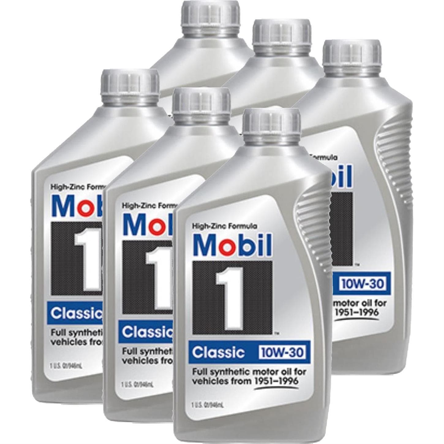 Mobil 1 128287 Classic Car Hi-Zinc 10W30 Full Synthetic Oil, 6 Qt