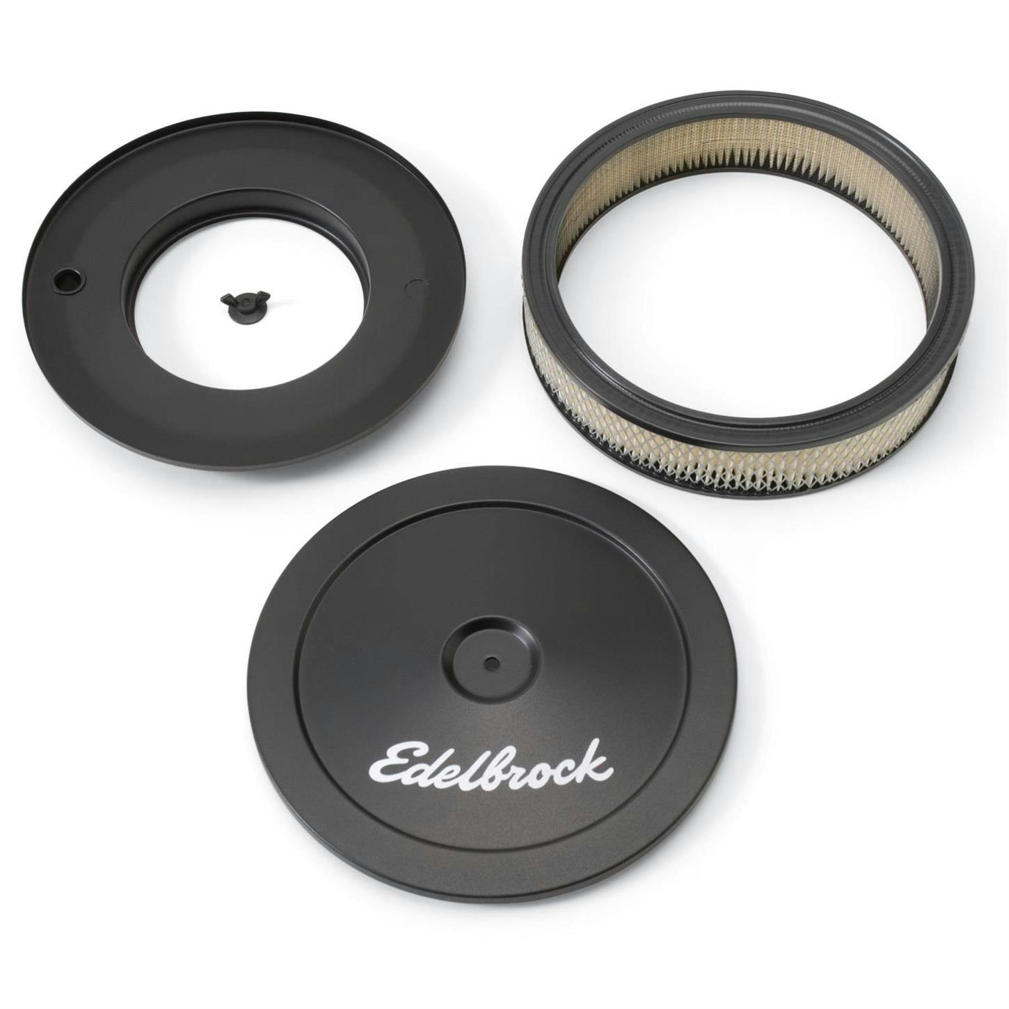 Edelbrock 1203 Signature Series Black Air Cleaner Assembly, 2 Inch
