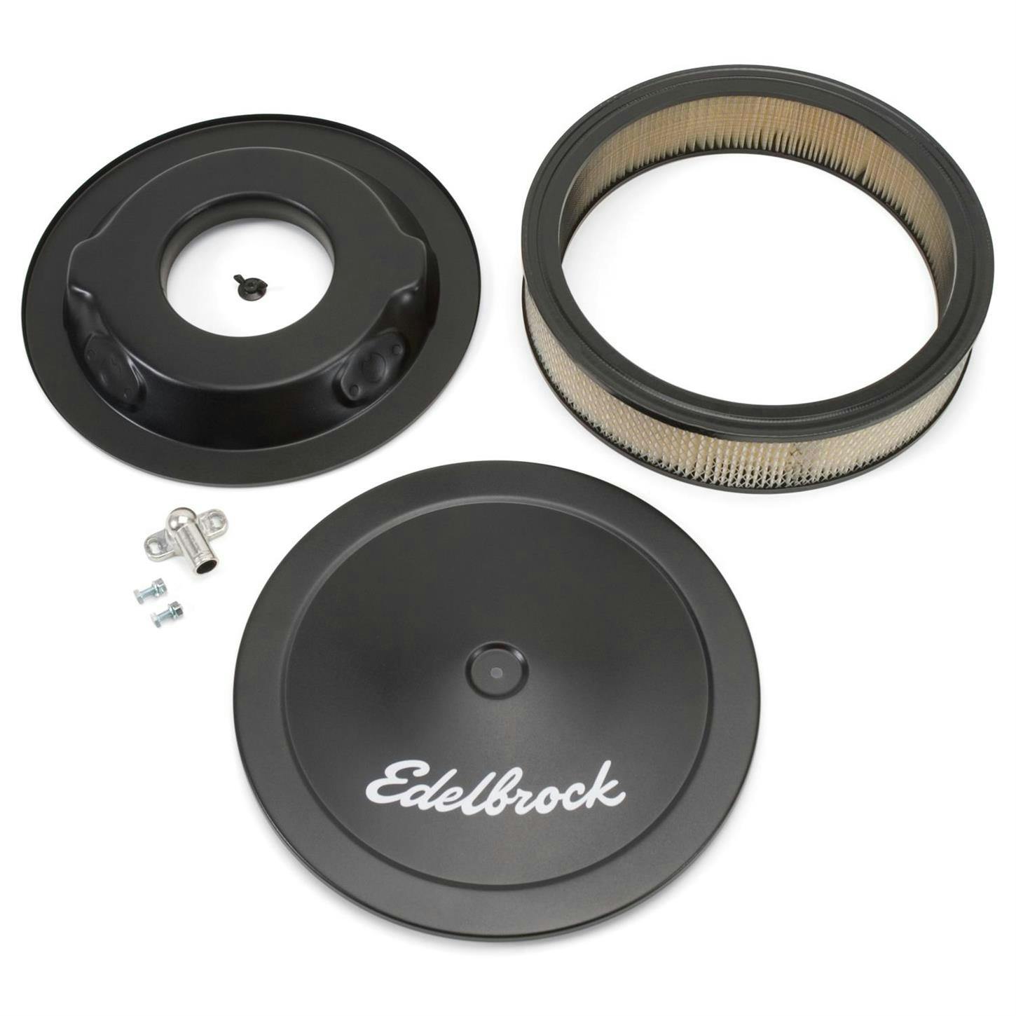 Edelbrock 1223 Signature Series Black Air Cleaner Assembly, Round,3 in